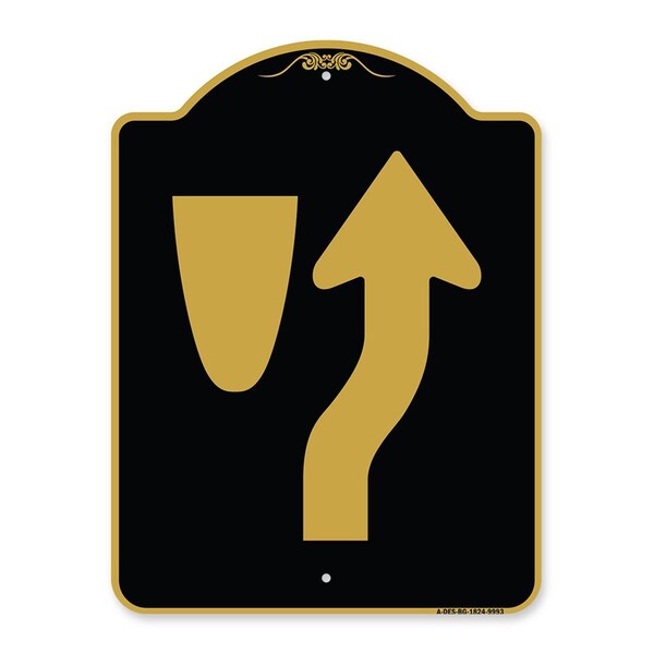 Amistad 18 x 24 in. Designer Series Sign - Beware of Curb Graphic, Black & Gold AM2180210 - main